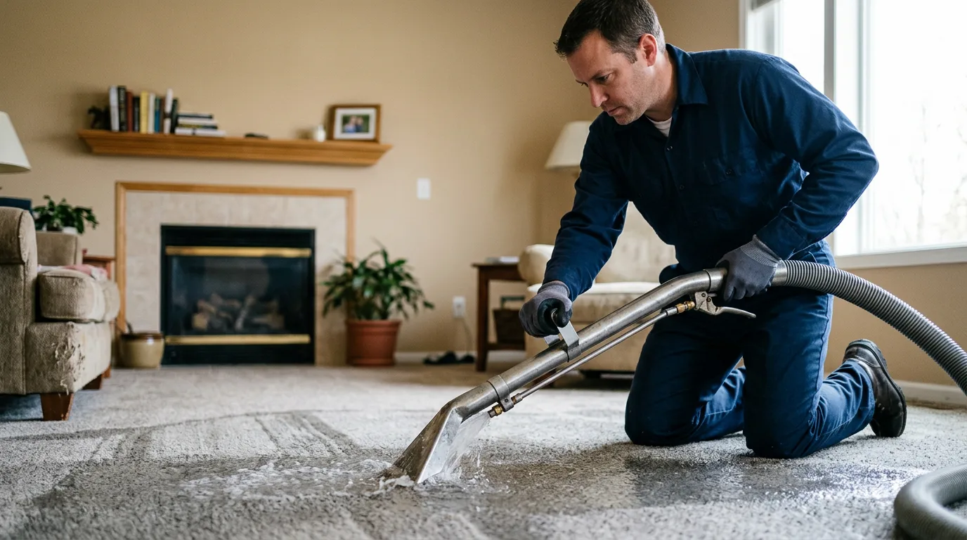 Water damage restoration technician working near Redford, MI